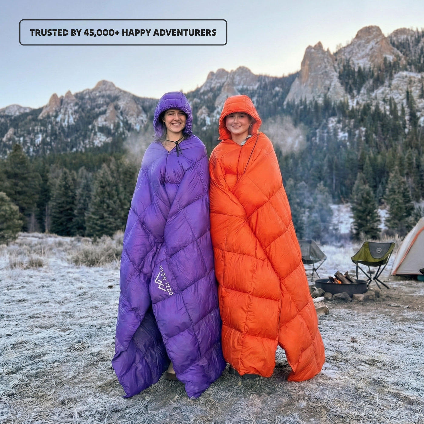 Ozzi Gear Puffy Hooded Blanket in black — water-resistant 2-in-1 wearable blanket and hoodie