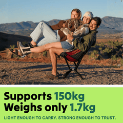 Ozzi Outdoor Chair — Compact Folding, Aviation Aluminium, 150kg Rated